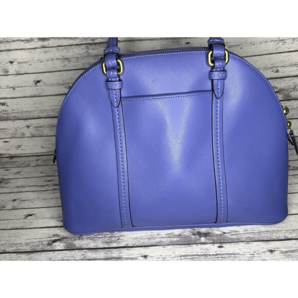 Vintage Coach Peyton Leather Cora Domed Satchel F25671 SV/CERULEAN BLUE - Picture 4 of 16